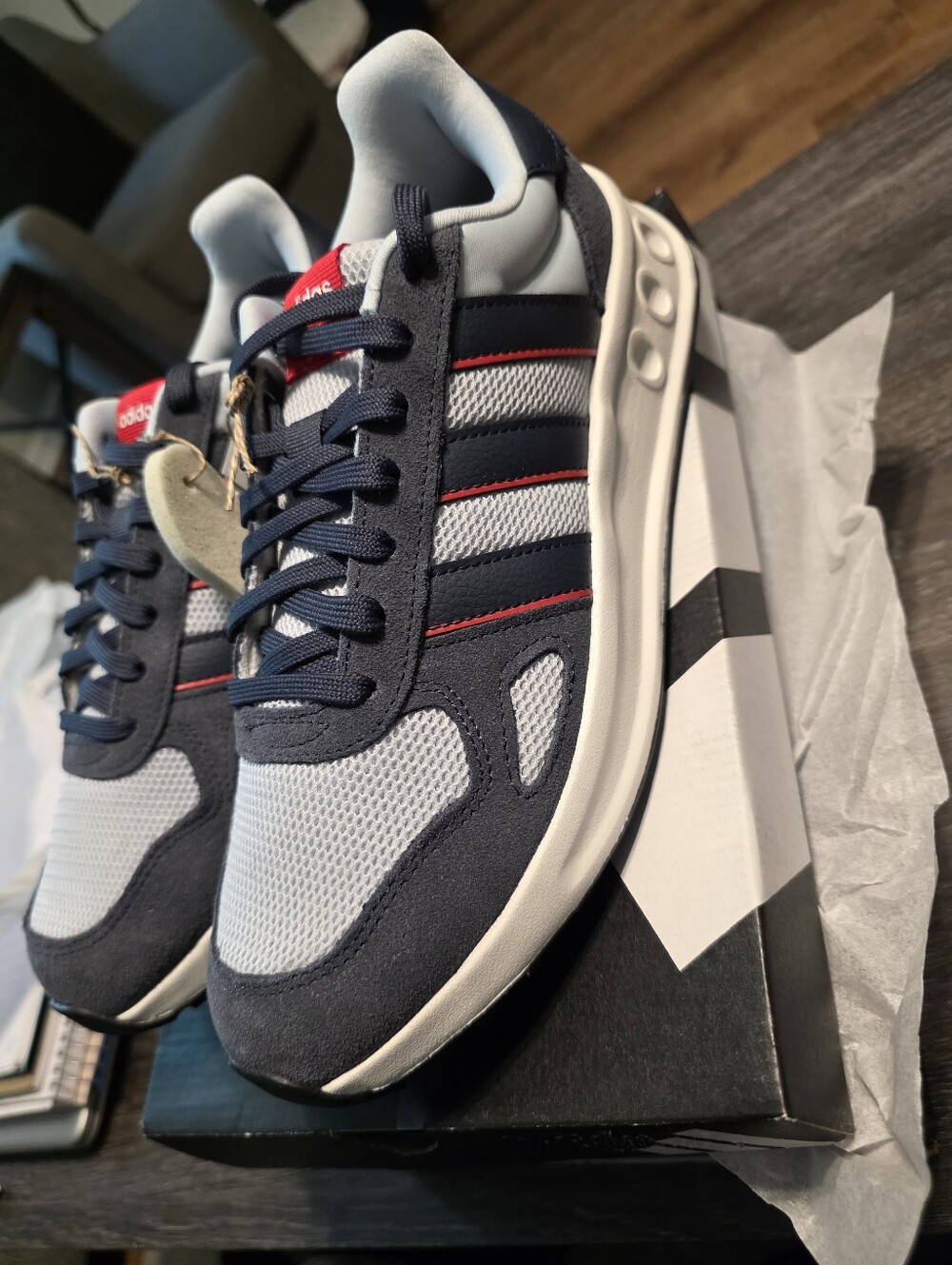 Adidas Run 84 Navy, Light Grayish Blue & Red Classic Runner Sneakers